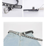 Maxbell Rhinestones Belt Fashion PU Leather Crystal Belts Waistband for Dress Pants Black