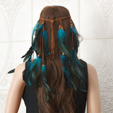 Maxbell Bohemia Feather Headband Headdress Tassel Women for Prom Costume Events