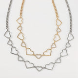 Maxbell Stylish Women Waist Chain Belt Rhinestone Party Heart Decorative Metal Chain Gold