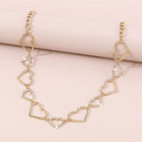 Maxbell Stylish Women Waist Chain Belt Rhinestone Party Heart Decorative Metal Chain Gold