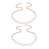 Maxbell Stylish Women Waist Chain Belt Rhinestone Party Heart Decorative Metal Chain Gold