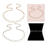 Maxbell Stylish Women Waist Chain Belt Rhinestone Party Heart Decorative Metal Chain Gold