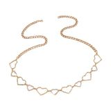 Maxbell Stylish Women Waist Chain Belt Rhinestone Party Heart Decorative Metal Chain Gold