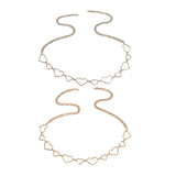 Maxbell Stylish Women Waist Chain Belt Rhinestone Party Heart Decorative Metal Chain Gold