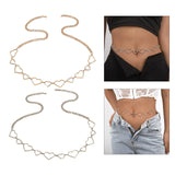 Maxbell Stylish Women Waist Chain Belt Rhinestone Party Heart Decorative Metal Chain Gold