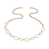 Maxbell Stylish Women Waist Chain Belt Rhinestone Party Heart Decorative Metal Chain Gold