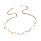 Maxbell Stylish Women Waist Chain Belt Rhinestone Party Heart Decorative Metal Chain Gold