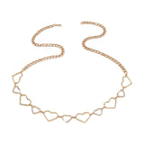 Maxbell Stylish Women Waist Chain Belt Rhinestone Party Heart Decorative Metal Chain Gold