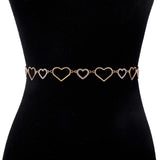 Maxbell Stylish Women Waist Chain Belt Rhinestone Party Heart Decorative Metal Chain Gold