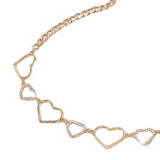 Maxbell Stylish Women Waist Chain Belt Rhinestone Party Heart Decorative Metal Chain Gold