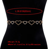 Maxbell Stylish Women Waist Chain Belt Rhinestone Party Heart Decorative Metal Chain Gold