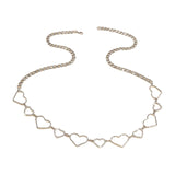 Maxbell Stylish Women Waist Chain Belt Rhinestone Party Heart Decorative Metal Chain Silver