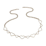 Maxbell Stylish Women Waist Chain Belt Rhinestone Party Heart Decorative Metal Chain Silver