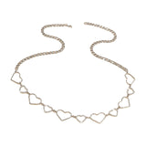 Maxbell Stylish Women Waist Chain Belt Rhinestone Party Heart Decorative Metal Chain Silver