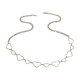 Maxbell Stylish Women Waist Chain Belt Rhinestone Party Heart Decorative Metal Chain Silver