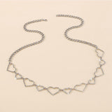 Maxbell Stylish Women Waist Chain Belt Rhinestone Party Heart Decorative Metal Chain Silver