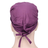 Maxbell Unisex Nurse Scrub Hat Working Headcover Chef Sweatband Nursing Turban Purple