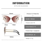 Maxbell Trendy Butterfly Shape Sunglasses Hollow Gifts Fancy Dress Eyeglasses Shades Brown