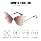 Maxbell Trendy Butterfly Shape Sunglasses Hollow Gifts Fancy Dress Eyeglasses Shades Brown
