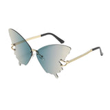 Maxbell Trendy Butterfly Shape Sunglasses Hollow Gifts Fancy Dress Eyeglasses Shades Blue