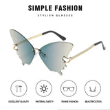 Maxbell Trendy Butterfly Shape Sunglasses Hollow Gifts Fancy Dress Eyeglasses Shades Blue