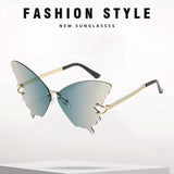 Maxbell Trendy Butterfly Shape Sunglasses Hollow Gifts Fancy Dress Eyeglasses Shades Blue