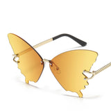 Maxbell Trendy Butterfly Shape Sunglasses Hollow Gifts Fancy Dress Eyeglasses Shades Yellow