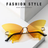 Maxbell Trendy Butterfly Shape Sunglasses Hollow Gifts Fancy Dress Eyeglasses Shades Yellow