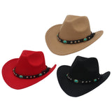 Maxbell Felt Western Cowboy Hat Wide Brim Jazz Hat Vintage Sun Visor Hat for Travel Red