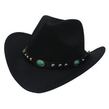 Maxbell Felt Western Cowboy Hat Wide Brim Jazz Hat Vintage Sun Visor Hat for Travel Black