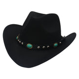 Maxbell Felt Western Cowboy Hat Wide Brim Jazz Hat Vintage Sun Visor Hat for Travel Black
