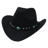 Maxbell Felt Western Cowboy Hat Wide Brim Jazz Hat Vintage Sun Visor Hat for Travel Black