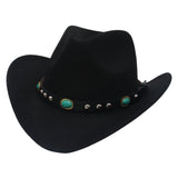 Maxbell Felt Western Cowboy Hat Wide Brim Jazz Hat Vintage Sun Visor Hat for Travel Black