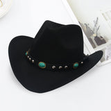 Maxbell Felt Western Cowboy Hat Wide Brim Jazz Hat Vintage Sun Visor Hat for Travel Black