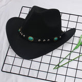 Maxbell Felt Western Cowboy Hat Wide Brim Jazz Hat Vintage Sun Visor Hat for Travel Black