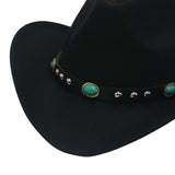 Maxbell Felt Western Cowboy Hat Wide Brim Jazz Hat Vintage Sun Visor Hat for Travel Black