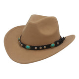 Maxbell Felt Western Cowboy Hat Wide Brim Jazz Hat Vintage Sun Visor Hat for Travel Brown