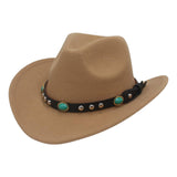 Maxbell Felt Western Cowboy Hat Wide Brim Jazz Hat Vintage Sun Visor Hat for Travel Brown