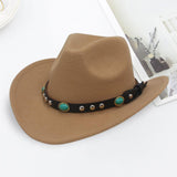 Maxbell Felt Western Cowboy Hat Wide Brim Jazz Hat Vintage Sun Visor Hat for Travel Brown