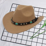 Maxbell Felt Western Cowboy Hat Wide Brim Jazz Hat Vintage Sun Visor Hat for Travel Brown