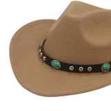 Maxbell Felt Western Cowboy Hat Wide Brim Jazz Hat Vintage Sun Visor Hat for Travel Brown
