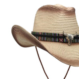 Maxbell Western Cowboy Hat Cowgirl Sun Hat Costume for Teens Men's Women's Khaki