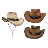 Maxbell Western Cowboy Hat Cowgirl Sun Hat Costume for Teens Men's Women's Khaki