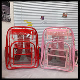 Maxbell Transparent Backpack 2 Way Zip Reinforced Strap Durable for Sports Men Red