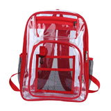 Maxbell Transparent Backpack 2 Way Zip Reinforced Strap Durable for Sports Men Red