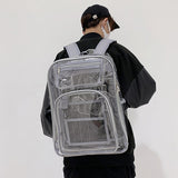Maxbell Transparent Backpack 2 Way Zip Reinforced Strap Durable for Sports Men Grey
