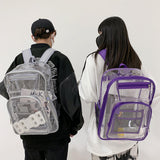 Maxbell Transparent Backpack 2 Way Zip Reinforced Strap Durable for Sports Men Grey