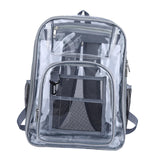 Maxbell Transparent Backpack 2 Way Zip Reinforced Strap Durable for Sports Men Grey