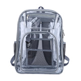Maxbell Transparent Backpack 2 Way Zip Reinforced Strap Durable for Sports Men Grey
