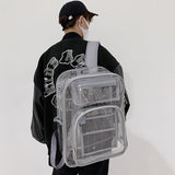 Maxbell Transparent Backpack 2 Way Zip Reinforced Strap Durable for Sports Men Grey